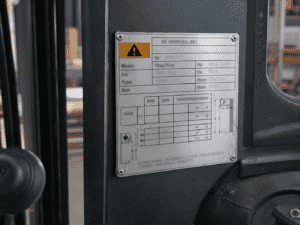 example of forklift data plate